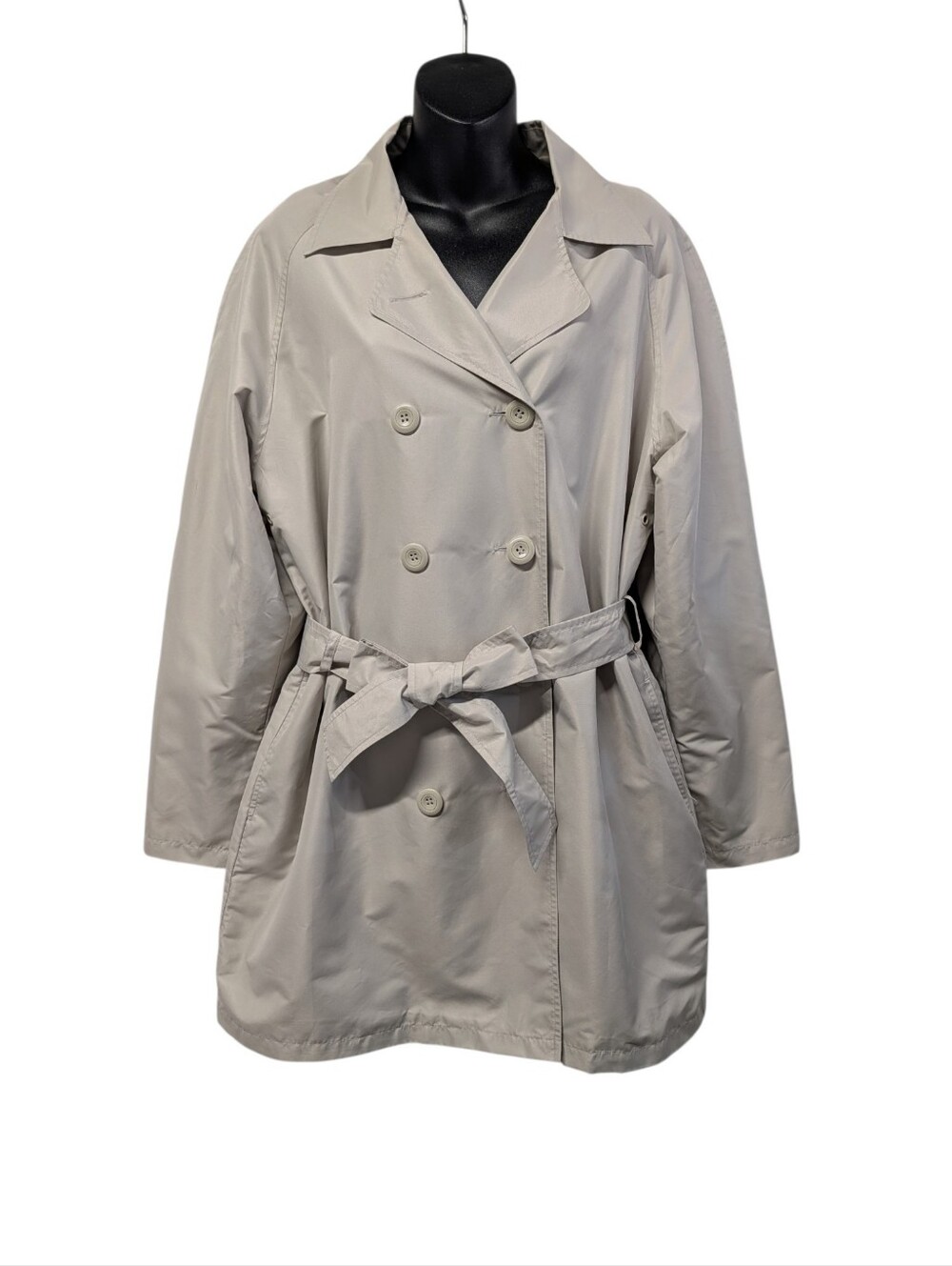 Blair Womens Beige Double Breasted Trench Coat Oversized M Belted Lined Classic